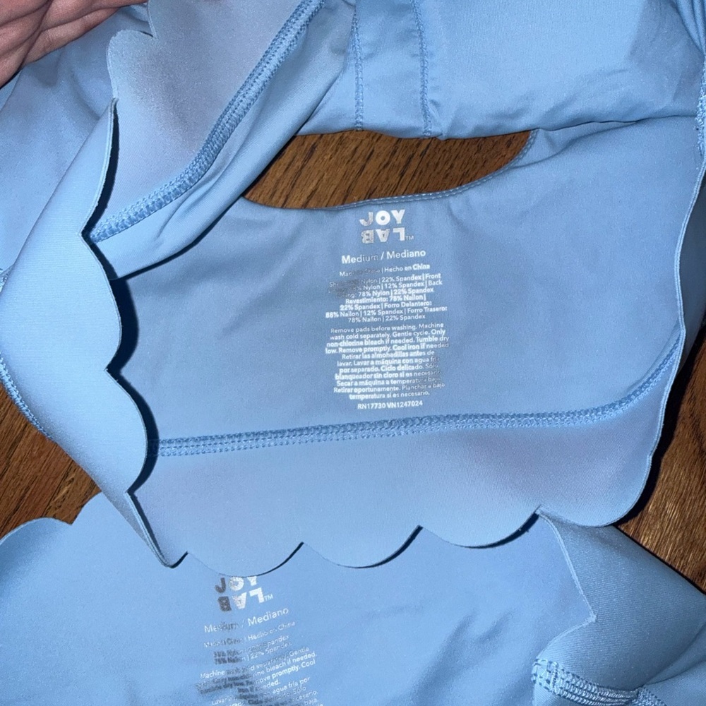 JoyLab Light Blue Scalloped Edge Sports Bra - Picture 4 of 5